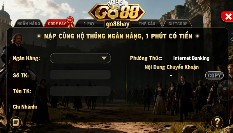 go88 nạp tiền code pay bước 1